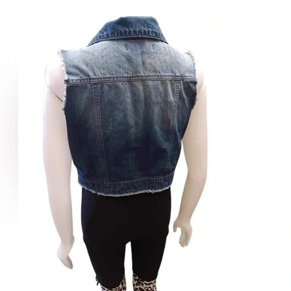 Liquid X Vest Dem Cropped Sleeveless Vest Jacket Size Large - Picture 2 of 9